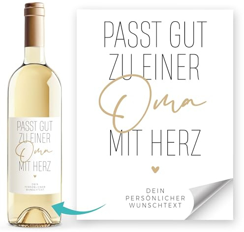 SpecialMe® Weinetiketten Weinflaschenetiketten personalisiert Passt gut zu Wunschtext Flaschenetiketten selbstklebend Wein Geschenk Weiss unisize
