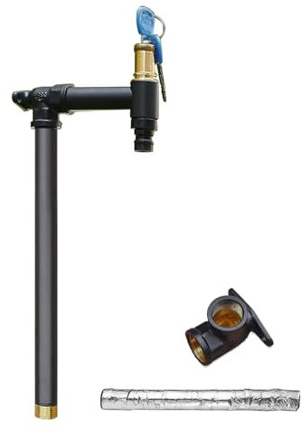 Colonna d'Acqua antigelo da Giardino Indipendente, Design cilindrico da 16 Pollici con Rubinetto di Blocco - Fontana da Esterno Nera Resistente per un'irrigazione efficiente