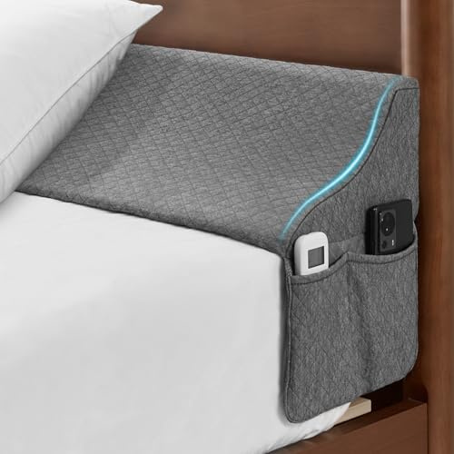 EUHAMS Queen Size Bed Wedge Pillow for Headboard Bed Gap Filller/Mattress Gap Filler (0-7) - Wedge Pillow Headboard Triangle Foam Pillows Wedges Between Headboards Mattress (Grey,60x10x6)