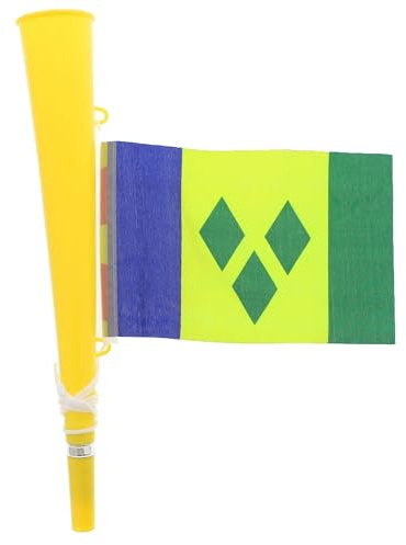 Zac's Alter Ego Yellow Woofer Horn with St. Vincent & the Grenadines Flag - Bright Loud Carnival Festival Party