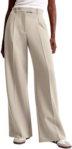 Pantalon Femme Large Confortable décontracté Business élégant Travail Haute Taille Poches Polyvalent