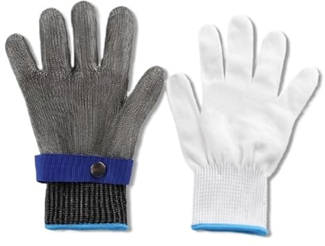 WAFOHSR Cut Resistant Gloves Stainless Steel Mesh Glove Level 9 Cut Resistance Ideal For Cooking Meat Cutting Fishing Gardening Metalwork Comfortable Fit(XL)