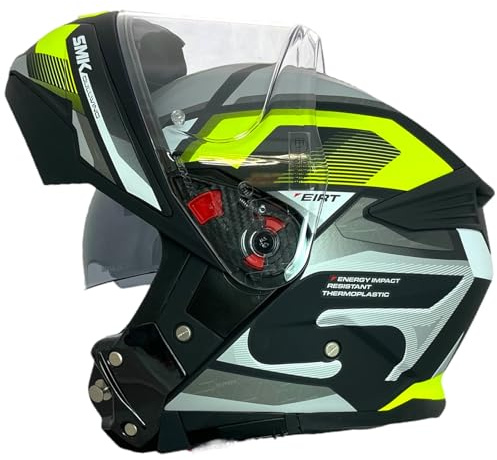 SMK Helmets Casco Modular GULLWING Venture Decorado Mate Blanco Y Amarillo 22.06 con Doble Visor P/J (L 59/60)