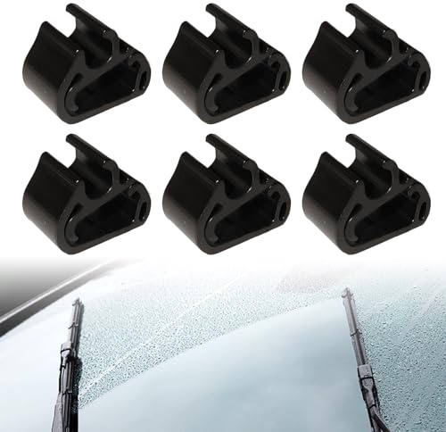 Terraxis 6 Stück Scheibenwischer Clips, Befestigungsclips für Wischerarme, Auto Ersatzteile, kompatibel mit Peugeot 3008, 5008, Citroën C5 und DS7 (Schwarz)