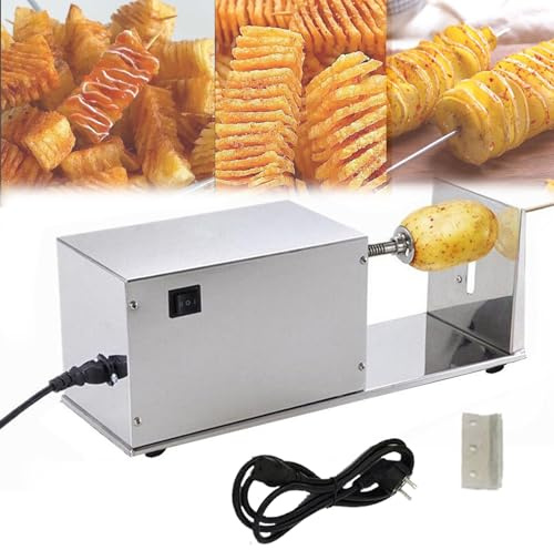 Feiphla Affettatrice elettrica a Spirale per Patate, in Acciaio Inox, Automatica, con Lame per Cibo da asporto, chioschi di Snack e cucine domestiche.