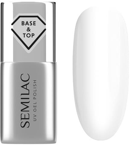 Semilac UV Nagellack Base&Top 2in1 Hard 7 ml – UV Nagellack Base & Top Coat in Einem, Starke Haftung & Hochglanz-Finish