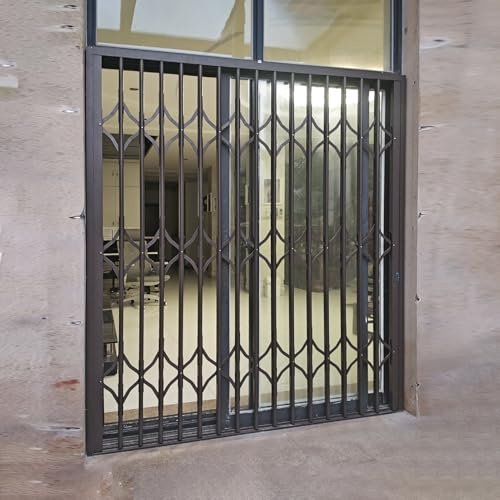 Fenstergitter Einbruchschutz Ausziehbare Einbruchschutzgitter mit Schloss, Graue, Robuste Sicherheitsgitter für Fenster Und Türen, Kellertor-Absperrgitter/Schutzgitter/Zaun(W100xH90cm/40x36in)