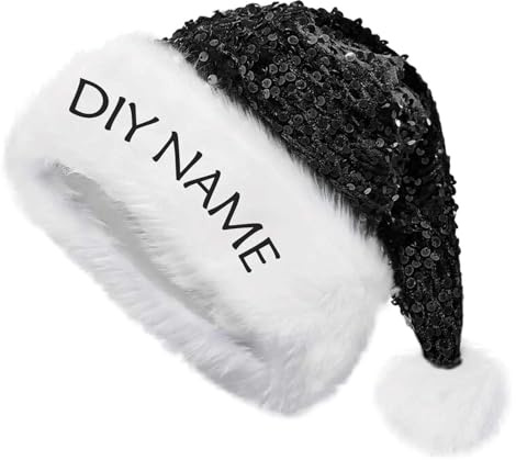Generisch Personalisierte Weihnachtsmütze mit Besticktem Namen Flauschige Christmas Santa Hat Bequemes Dicker Nikolausmütze Wichtelmütz für Kinder und Erwachsene Weihnachts Accessoires