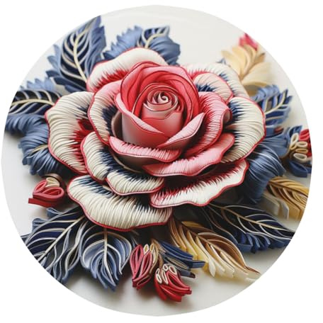 MCJDFWNMKM Tablecloth for Round Table 60 Inch Desktop Decoration Washable Table Cloth Embroidery Style Rose Tables Cover Soil Resistant Water Repellant Fabric Tablecloth for Dining Party Wedding