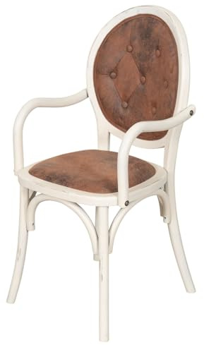 Biscottini Sedie Sala da pranzo Legno e Ecopelle Thonet 45x47x96 cm - Poltrona in similpelle Camera da Letto Vintage - Poltroncina imbottita Salotto - Sedia con braccioli Cucina e Soggiorno Classica
