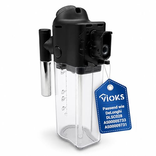 VIOKS Récipient à lait de rechange pour mousseur à lait DeLоnghi DLSC028 AS00005733 pour système LatteCrema pour mousse de lait crémeuse dans machine à café automatique Latteplus Lattepro