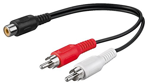 Audio Adapter | 20 cm | Cinch Buchse auf 2X Cinch Stecker | Stereo Y Adapter RCA Verbinder Chinch Laptop Tablet Smartphone | Schwarz