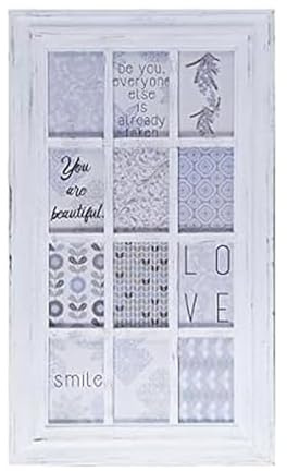 MELANNCO Collage Picture Frame for Wall, Holds 12 4x6 Photos, Distressed White Wood and Glass, Horizontal or Vertical Hanging, 17x29 Inch Multi Photo Display Frame