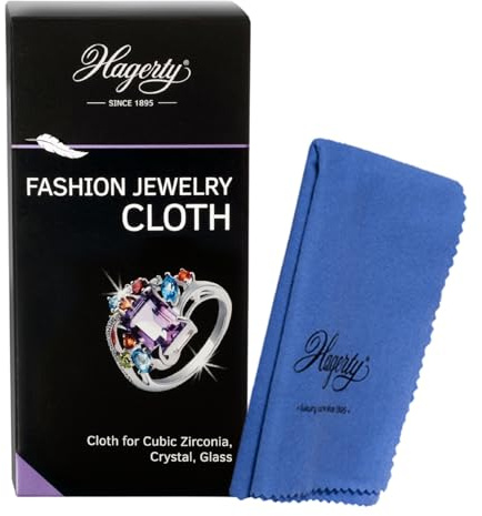 Hagerty Fashion Jewelry Cloth 36 x 30 cm I Impregnated 100% Cotton Jewellery Cloth I Efficient Jewellery polishing Cloth for Fashion Jewellery Set with Zirconia Crystal Stones Glass Stones