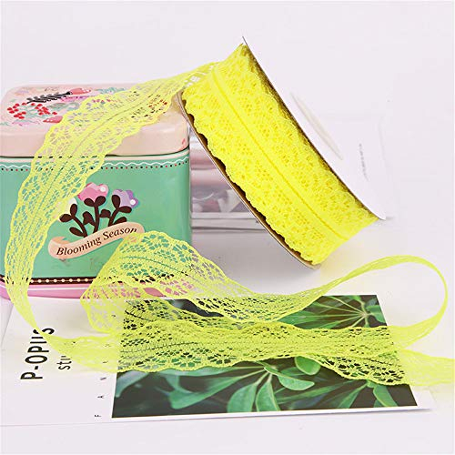 GLITZFAS 3CM X 22M Spitzenband Vintage, Geschenkband Spitze, tischdeko Hochzeit, Handwerk Bordüre, geschenkband bordüre für Geschenkverpackung Geburtstag (Zitronengelb)
