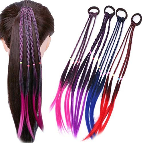 Nuluxi Bunte Haarsträhnen Haarteile Synthetischen Haar Perücke Farbe Gerade Synthetisch Haarteil Haarteile Haarschmuck Geeignet für Mädchen Perücke Haarverlängerungen Gefälschte Haarteile Dirty Braid