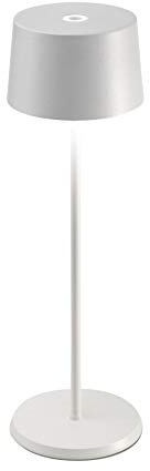 Zafferano Olivia Lampada LED Dimmerabile da Tavolo, Protezione IP65, Uso Interno/Esterno, Caricatore Micro USB, H35,5cm, Plug EU-Bianco 2.2 W