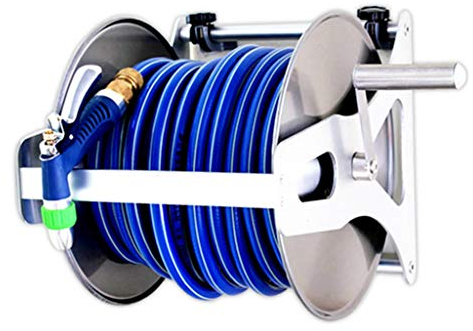 Rvlaugoaa Schlauchtrommel Schlauchrolle Und Schlauch, Edelstahl-Wand-Wasser-Rohr-Storage Rack, Car Wash Water Gun Set, Gartenbewässerung Schlauch (Size : 40m)