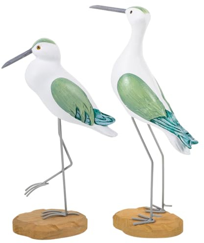 Seagull Ornaments Coastal Nautical Beach Decor Green Synthetic Material Seabird Figurines for Home Tabletop Display 2Pcs Suitable for Party and Holiday Decoration