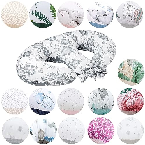 Bellochi Coussin d'allaitement Jumeaux avec Housse Coussin Allaitement - 100% Coton - Oreiller Allaitement Multifonction - Magnolia