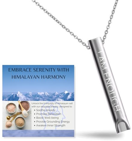 HALUKAKAH Collar de Respiración Zen con Cadena de Chapado en Oro 18K/Platino: Herramienta de Meditación y Alivio de Ansiedad para Reducción del Estrés, Respiración, Sal del Himalaya Incluida