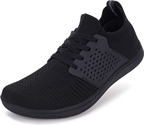 WHITIN Men's Trail Running Shoes Minimalist Barefoot Sneakers Extra Wide Width Toe Box Size 10W Workout Fitness Low Zero Drop Light Weight Black 43