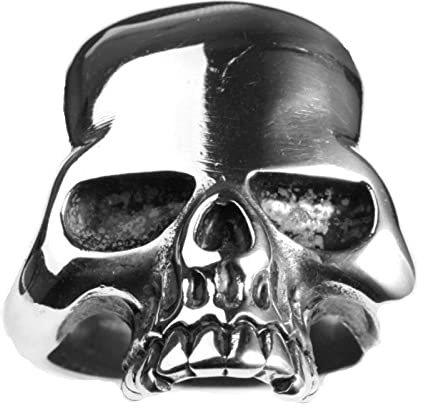 Mesnt Herren Band Ring Bandring Edelstahl Poliert Silber Punk Totenkopf-Ring Ringe Herren Edelstahl Breit Schmuck Ring Geschenk für Vater/Ehemann, Größe 65 (20.7)