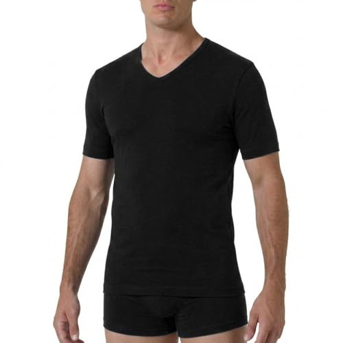 Risalti Camisetas Hombre Manga Corta Bambu Cuello V - Camiseta Interior Hombre Sin Costuras Ni Etiquetas, Ropa en Viscosa de Bambù Más Suave Que el Algodón, Transpirable y Cómoda - Made in Italy