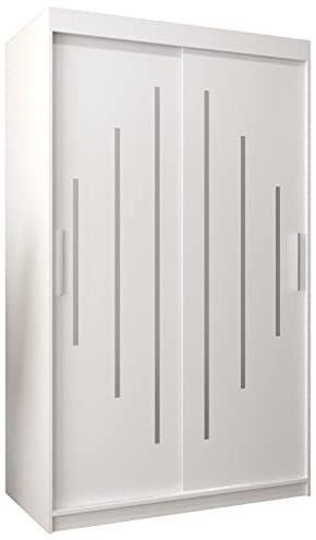 MEBLE KRYSPOL - Kleiderschrank, Schlafzimmerschrank - Schrank Zwei Türen - 4 Fachböden, 2 Stangen, Fachboden - Garderobenschrank York, Körperfarbe Weiß, Frontfarbe Weiß - 120x62x200cm