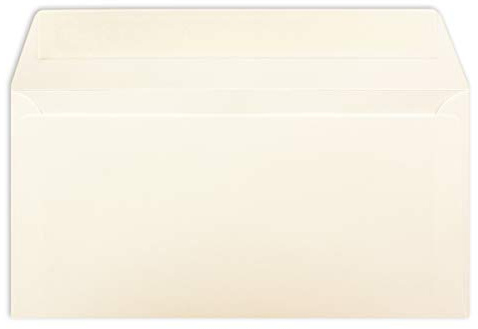 75 DIN långa kuvert, gräddvit – 11 x 22 cm – 120 g/m² självhäftande lim, standard brevkuvert för dop och inbjudningar från din glöd-agent