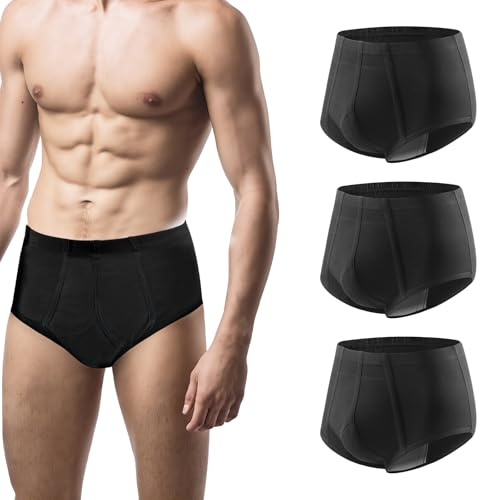 Carer Slip Incontinenza Uomo 3 Pezzi, Mutande Riutilizzabili e Lavabili in Cotone con Inserto Assorbente da 200 ml, Mutande Incontinenza Uomo Taglia XXL