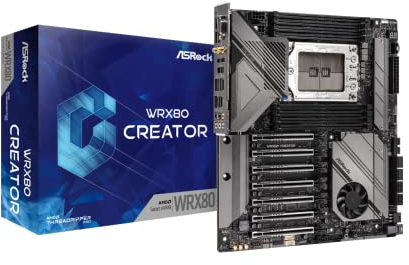 ASRock WRX80 CREATOR R2.0, AMD WRX80, sWRX8, EATX, 8 DDR4, Wi-Fi 6E, Thunderbolt 4, Dual 10G LAN & IPMI, 2x M.2