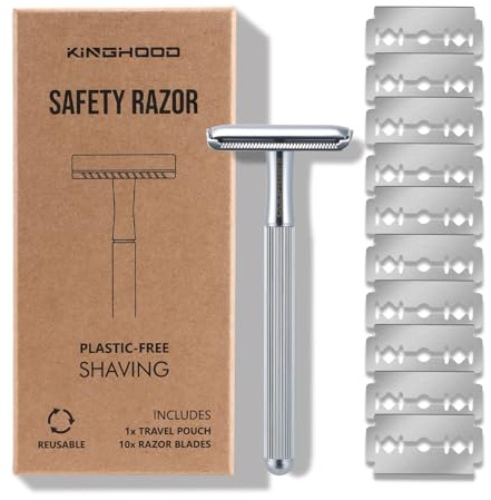 KINGHOOD Maquinilla De Afeitar con 10 Hojas de Repuesto - Afeitado Suave y Preciso, Ideal para Piel Sensible