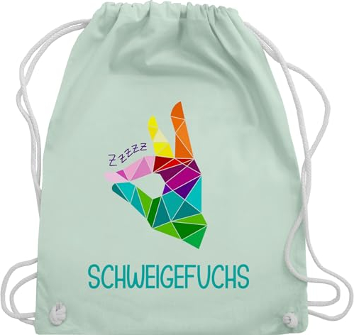 Shirtracer Turnbeutel Rucksack - Lehrer - Taschen - Schweigefuchs Flüsterfuchs - Unisize - Pastell Grün - tasche teacher fuchs beutel geschenk für referendariat schule geschenke lehrergeschenke