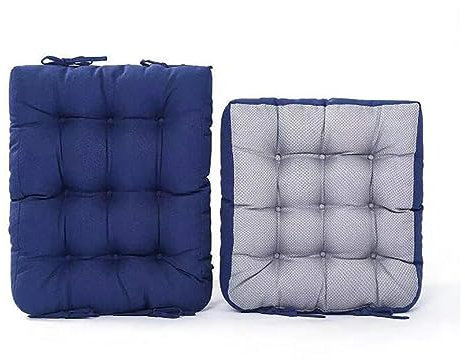 RUYICZB Hochlehner Auflage Mit 4Cm Dicke, Schaukelstuhl Sitzauflage Mit Bändern, Weiches Stuhlkissen Für Hochlehner Niedriglehner Gartenstuhl Sonnenschutz Schaukelstuhlkissen 2Er Set,Blau