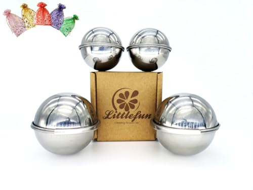 Badebombenformen aus 304 Edelstahl, in 2 Größen, 4 Sets, 8 Halbkugeln und 2 Geschenktüten für die Herstellung Ihrer selbstgemachten Seife, einzigartiges Design, Riegel für große Formen, mischen Sie