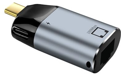 SinLoon Adaptador Ethernet Gigabit USB-C RJ45 a USB C Convertidor de puerto Ethernet con puerto de carga PD Tipo-C 100W para computadoras, tabletas y otros dispositivos