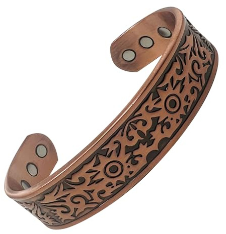 MnB Magnetics Magnetarmband aus reinem Kupfer im keltischen Drachenfeuer Design - extra starke Magnete, Large, Kupfer