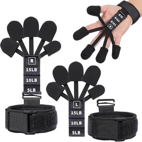 2 Stück Finger Extensor - 6 Level Hand Gripper, 4.0 Einstellbare Fingertrainer für verbessert die Finger Funktion