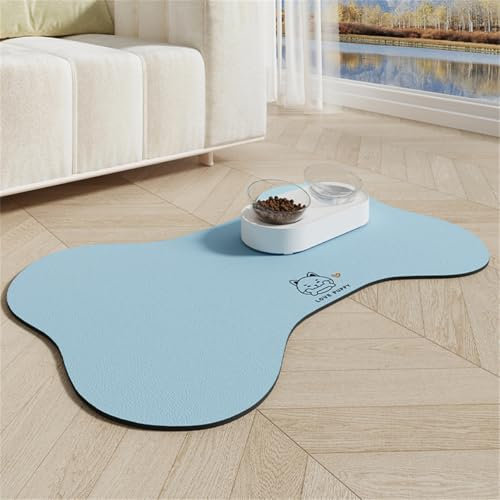Xisnuient Napfunterlage Katzen Und Hunde rutschfeste Futtermatte Katzen Wiederverwendbare Katzenfuttermatte Unterlage Katzennapf Hundenapf SaugfäHig Futtermatte FüR Haustiere Hund (50x80 cm,Blau)