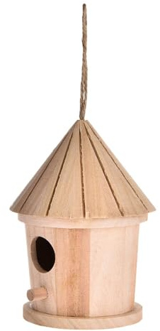 Pajarera para exteriores – para pájaros de madera de boj con cordón – de columpio de colibrí, caseta para ventanas de jardín al aire libre
