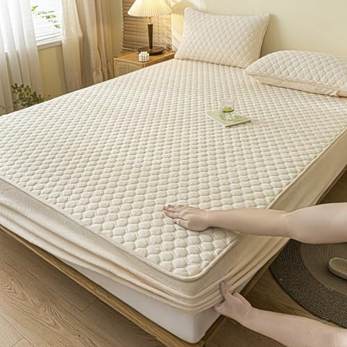Matratze, weiches, gebürstetes Baumwollflanell-Spannbetttuch, warme Wintersamt-Bettwäsche, gemütliches Frottee-Fleece, 48 x 74 cm, Biber-Spannbetttuch für Boxspringbett