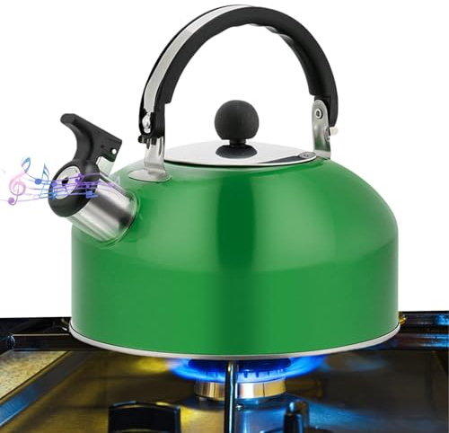 Tetera con silbato con mango aislado | Tetera portátil con silbato para la familia, perfecta para té helado, café y cocina, restaurante tienda, 7,28 x 7,5 pulgadas