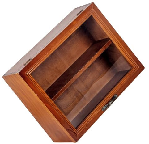 Mikinona Tischvitrine Aus Massivem Holz Mit Acrylklapptür Kleiner Sammlungs Ausstellungsständer Für Figuren Schmuck Und Modelle Platzsparend Für Zuhause Und Geschäft