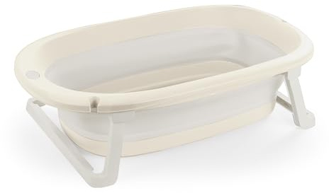 Dolu Foldable Baby Bathtub ? Compact & Convenient Design for Toddlers ? Relax Beige ? Easy to Store, Safe & Comfortable for Babies