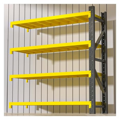 LXBAMKEA Robuste Lagerregale, 4 Ebenen Verstellbar Garage Standregale, Werkzeug Allzweckregal, Keller Lager Küche Speisekammer Industrielle Metallregale(Yellow+Black-A,120x60x160CM)