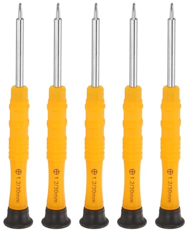 sourcing map 5pcs PH1.2 Mini Phillips Screwdriver 3mm Shank Cross Head 87mm Length for Small Appliances Repairs, Yellow