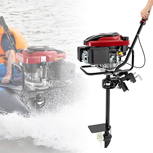 8 PS Aussenborder Benzinmotor 196CC Leistungsstarker 4-Takt Außenborder Bootsmotor 4500r/min Angeln Outboard Motor Luftkühlung TCI Zündsystem