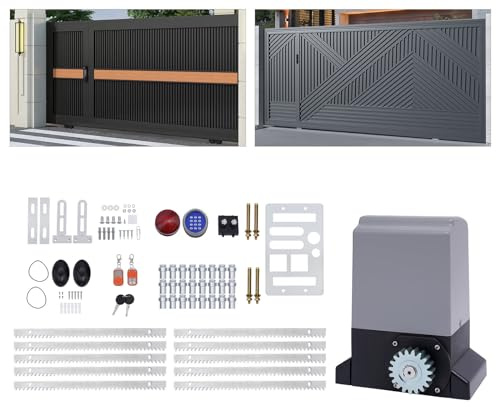 Kit motorisation pour portail coulissant 550/750 W, 1200/1600 kg, infrarouge, ouverture automatique pour portail coulissant avec rail de 6 m, serrure par mot de passe sans fil, lampe d'alarme, idéal