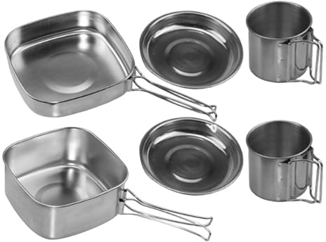 Set di pentole – Camping Cooking Fritting Pans | Set Cookwares in acciaio inox | Set di pentole all'aperto | 6 pezzi portatili per l'alpinismo per il picnic escursionismo